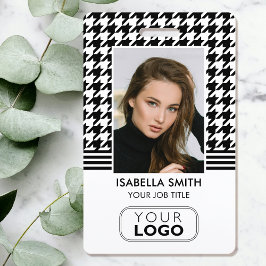 Medewerker ID Bedrijf Logo QR Houndstooth White Badge