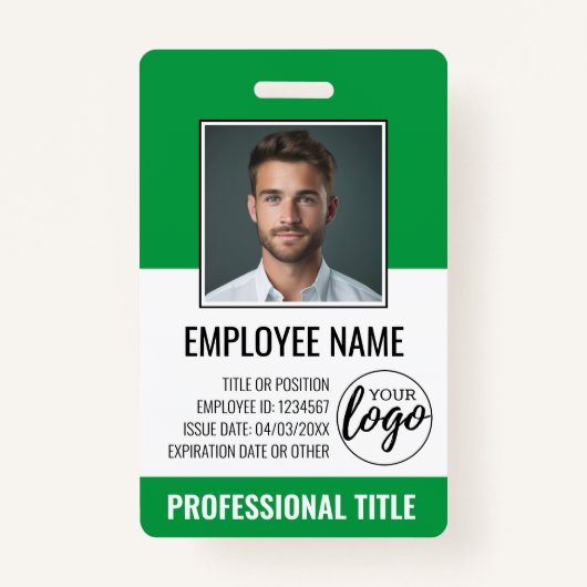 Medewerker ID - Foto, Logo, Titel - Custom Plastic Badge (Voorkant)