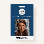 Medewerker ID Foto QR Code Blue Logo Badge (Voorkant)