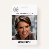 Medewerker ID Foto QR Code Eenvoudige Logo Badge (Voorkant)