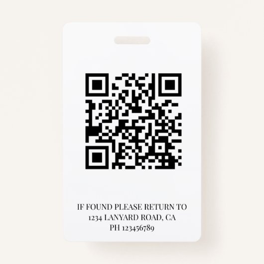 Medewerker ID Foto QR Code Eenvoudige Logo Badge (Achterkant)