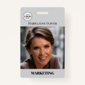 Medewerker ID Foto QR Code Grijs Logo Badge (Voorkant)