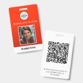 Medewerker ID Foto QR Code Rood Logo Badge (Front & Back)