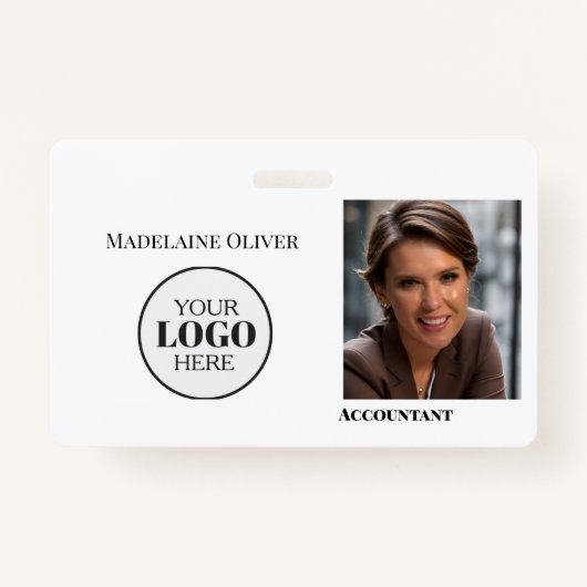 Medewerker ID Foto QR Simple Logo Badge