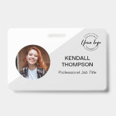 Medewerker ID minimalist Grey Custom logo QR code Badge (Voorzijde)