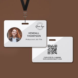Medewerker ID minimalist Grey Custom logo QR code Badge