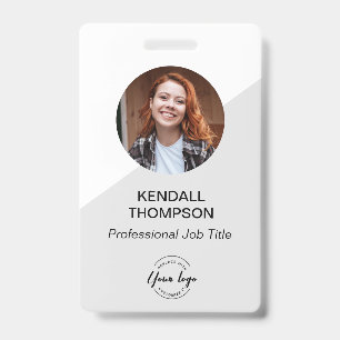 Medewerker ID minimalist Grey Custom logo QR code Badge