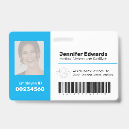 Medewerker identificatie ID barcode foto blauw Badge