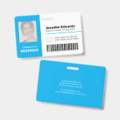 Medewerker identificatie ID barcode foto blauw Badge (Voor- en achterkant)