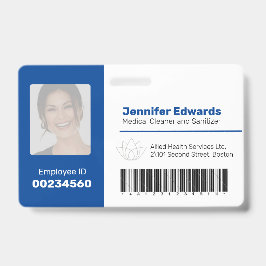 Medewerker identificatie ID barcode foto donkerbla Badge