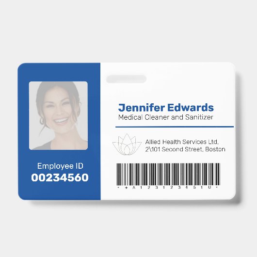 Medewerker identificatie ID barcode foto donkerbla Badge (Voorzijde)