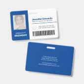 Medewerker identificatie ID barcode foto donkerbla Badge (Voor- en achterkant)
