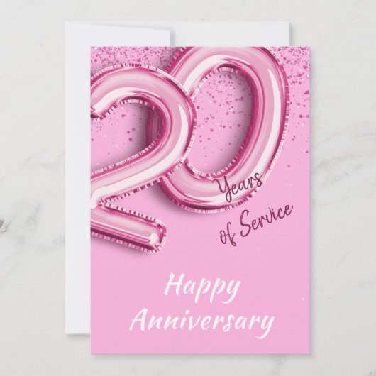 Medewerker Jubileum 20 jaar Roze Ballon Kaart (Voorkant)