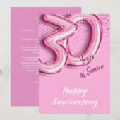 Medewerker Jubileum 30 jaar Roze Ballon Kaart (Voorkant / Achterkant)