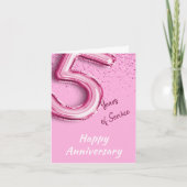 Medewerker Jubileum 5 jaar PinkBalloon Fold Kaart (Voorkant)