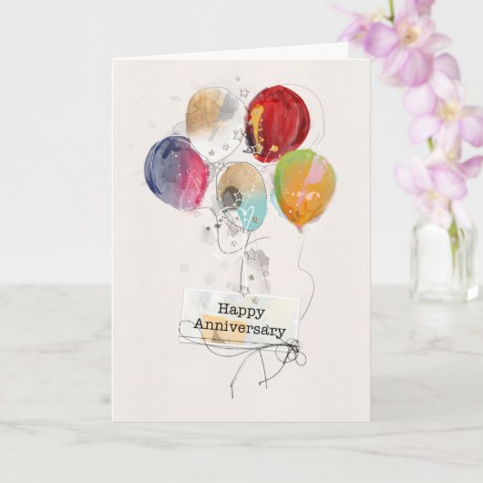 Medewerker Jubileum Ballonnen Kaart (Orchidee)