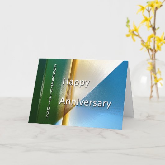 Medewerker Jubileum Blauw en Beige Kaart (Gele Bloem)