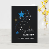 Medewerker Jubileum Gefeliciteerd Stars in Dark Kaart (Gele Bloem)