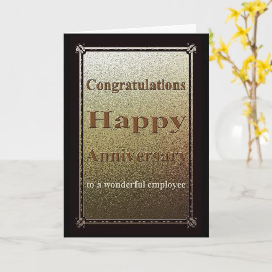 Medewerker Jubileum Kaart Elegant Zwart (Gele Bloem)