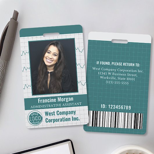 Medewerker Kantoor Company Custom Photo Bar Code L Badge
