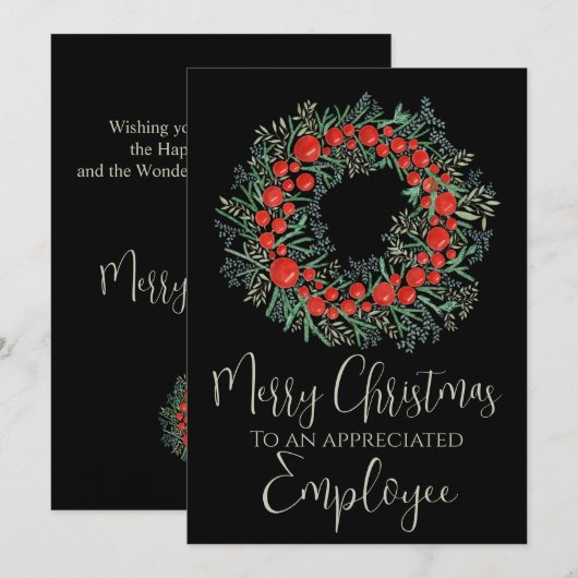 Medewerker Kerst bessen krans Feestdagenkaart (Voorkant / Achterkant)