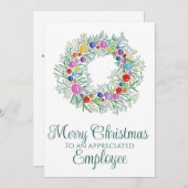 Medewerker Kleurrijke Kerstkrans Feestdagenkaart (Voorkant / Achterkant)