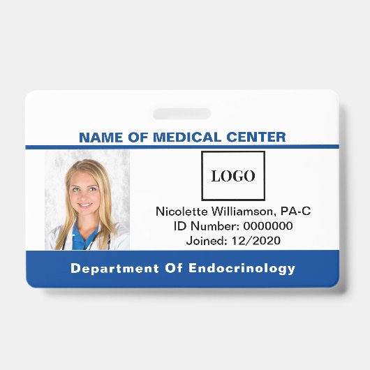 Medewerker Logo Foto Barcode ID Badge (Voorzijde)