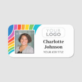 Medewerker Logo Foto ID Regenboog Kleuren Aangepas Naamplaatje (Voorkant)