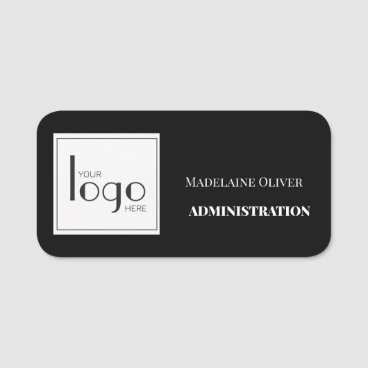 Medewerker Logo Zwart Wit Eenvoudig Naamplaatje (Voorkant)