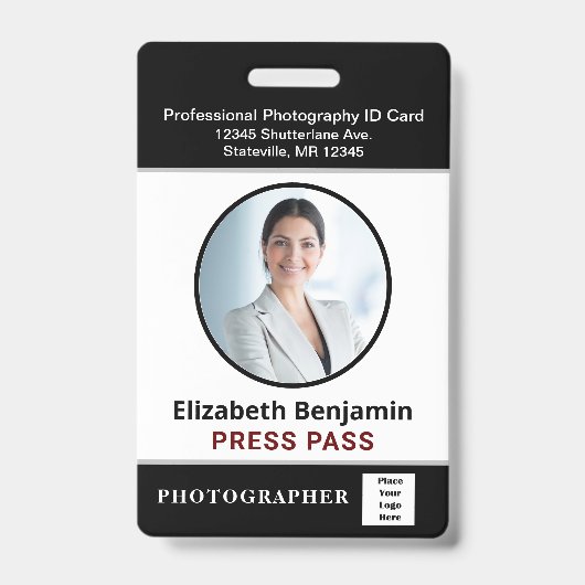 Medewerker Naam Foto Logo Perskaart Pasje ID Badge (Voorzijde)