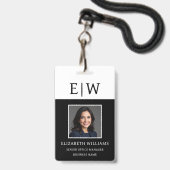 Medewerker Naam Monogram Foto Bedrijfs Werk Badge (Voorzijde met lanyard)