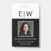 Medewerker Naam Monogram Foto Bedrijfs Werk Badge (Voorzijde)