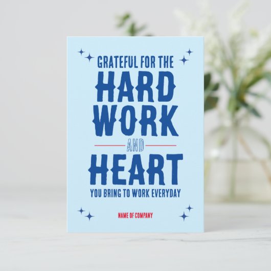 Medewerker Personeel Dank u Waardering Kaart (Staand voorkant)