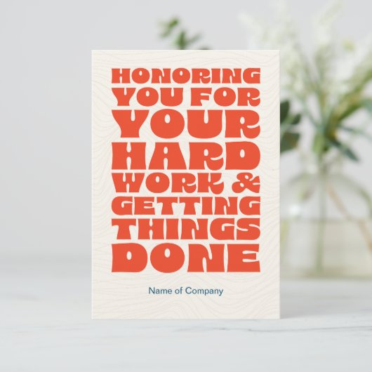 Medewerker Personeel Dank u Waardering Kaart (Staand voorkant)