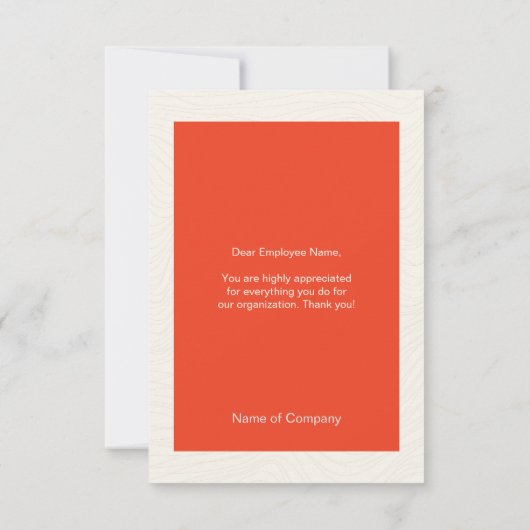 Medewerker Personeel Dank u Waardering Kaart (Achterkant)