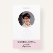 Medewerker QR Code Blush Pink ID Badge (Voorkant)