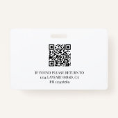 Medewerker QR Code ID Zwart Wit Logo Foto Badge (Achterkant)