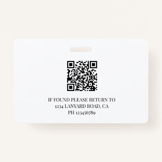 Medewerker QR Code ID Zwart Wit Logo Foto Badge (Achterkant)