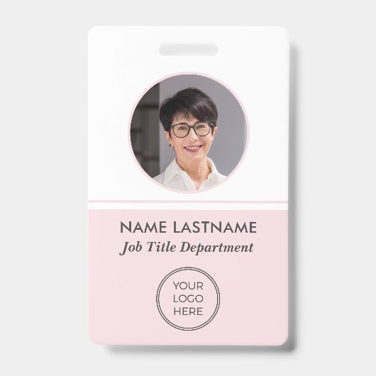 Medewerker Roze Logo ID Fotobadge Badge (Voorzijde)
