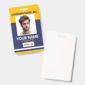 Medewerker / School Foto Badge - YW-Gold & Navy Bl (Voor- en achterkant)