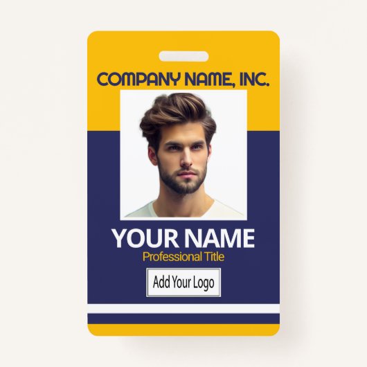 Medewerker / School Foto Badge - YW-Gold & Navy Bl (Voorkant)