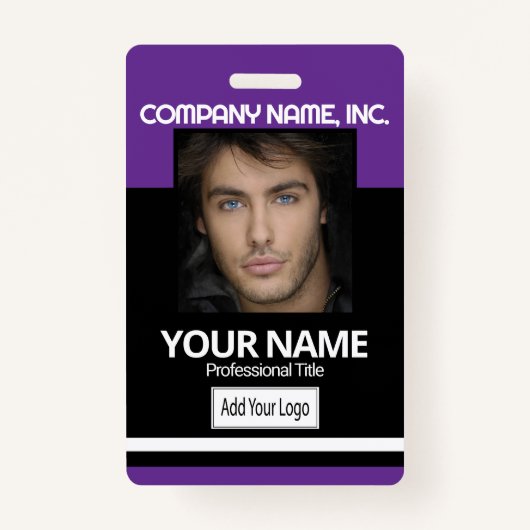 Medewerker / School Photo Badge - Zwart en Paarse (Voorkant)