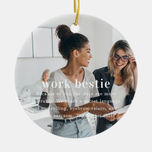 medewerker | Sentimentele foto KeepSake Kerstmis Keramisch Ornament (Voorkant)