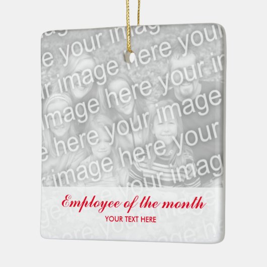 Medewerker van de kerstfotoversiering van de maand keramisch ornament (Links)