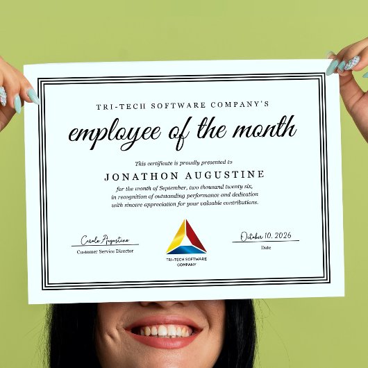 Medewerker van de Maand Certificaat Poster