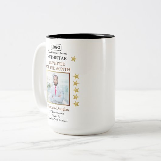 Medewerker van de Maand Foto Gouden Superster Awar Tweekleurige Koffiemok (Voorkant links)