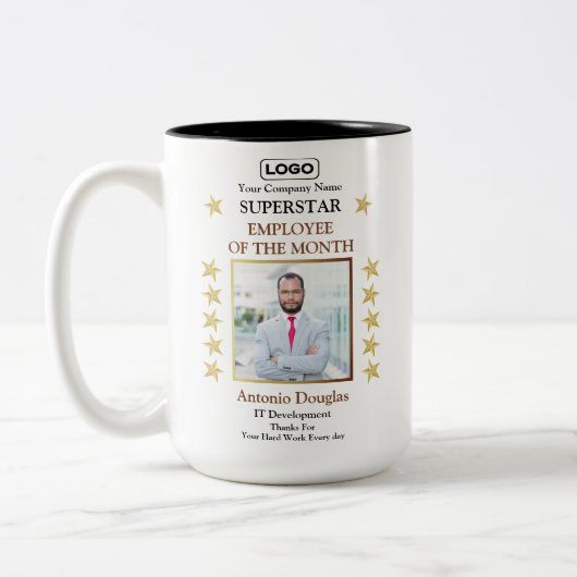 Medewerker van de Maand Foto Gouden Superster Awar Tweekleurige Koffiemok (Links)