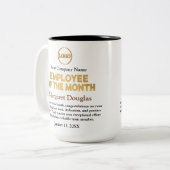 Medewerker van de maand Waardering | Goud en zwart Tweekleurige Koffiemok (Voorkant links)