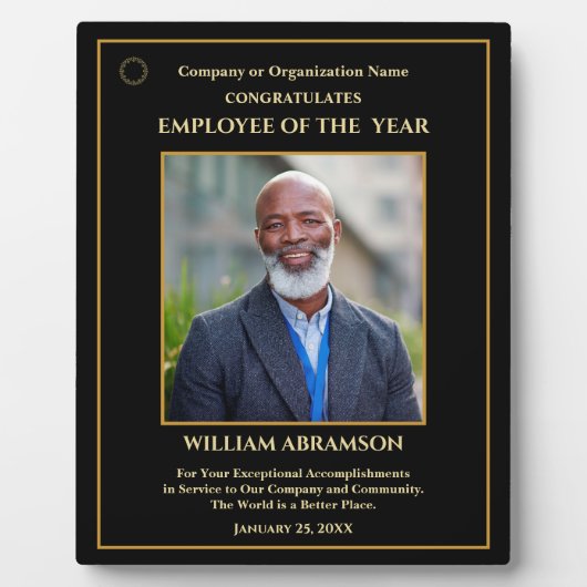 Medewerker van het jaar Photo Gold Personalize Awa Fotoplaat (Voorkant)