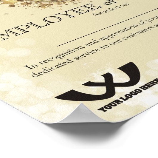 Medewerker van het jaarcertificaat voor het goudem poster (Hoek)
